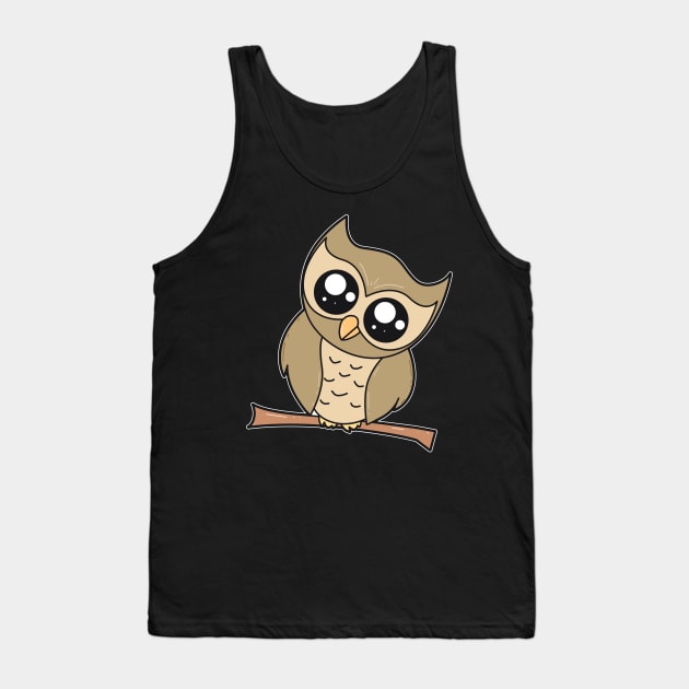 Cute Comic Owl Tank Top by Imutobi